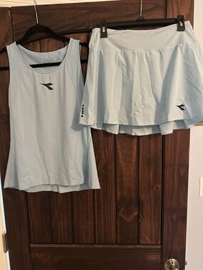 Diadora Pale Blue Tennis Tank with Matching Skirt